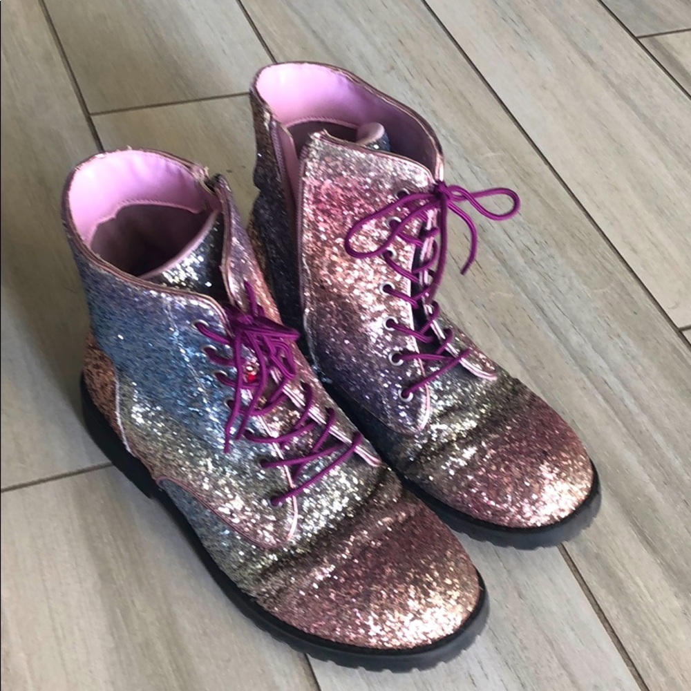 Sam Edelman multi glitter zip boots girls size 4